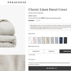 Parachute Linen Duvet Cover - Bone - King